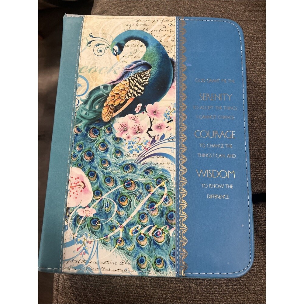 Bible Cover For Women Peacock Serenity Prayer - Large English *SKU10-3*